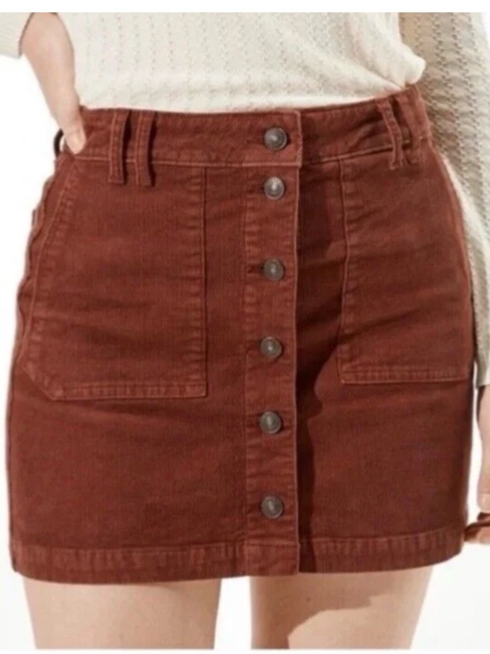 NWT - American Eagle Brown Corduroy Mini Skirt Y2K Vintage Style Size 14